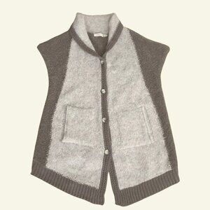 SLEEPING ON SNOW Anthropologie Taupe Wool Mohair Sweater Coat Vest Italy OS